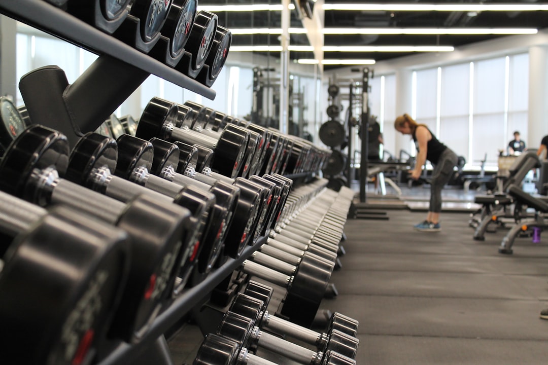 Gym floor with strength equipment